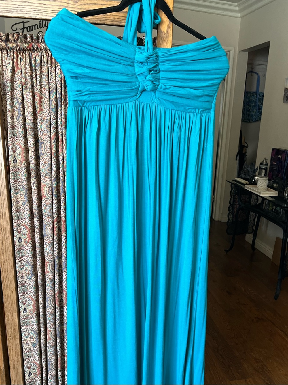 Turquoise Blue Halter Empire Waist Maxi Dress
Very comfortable